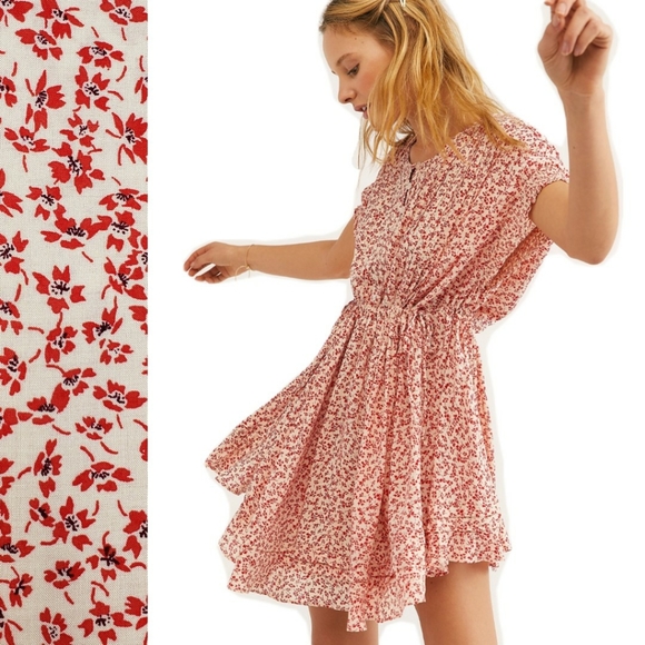 Free People Dresses & Skirts - Free People Red Floral One Fine Day Mini Dress